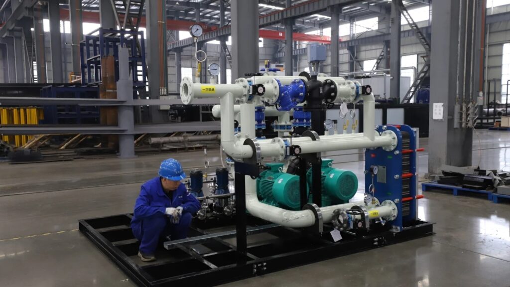 Our company Tianmiao manufactures fully automatic heat exchanger unit